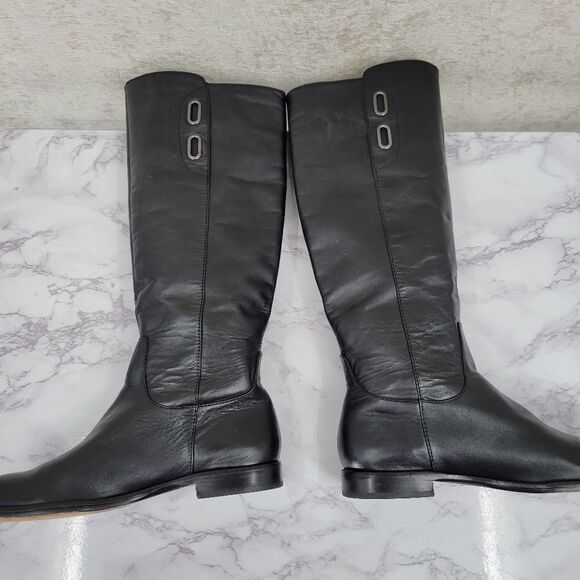 Coach Cayden Black Leather Riding Style Boots Missing Straps Women's Size 6B - Picture 4 of 13